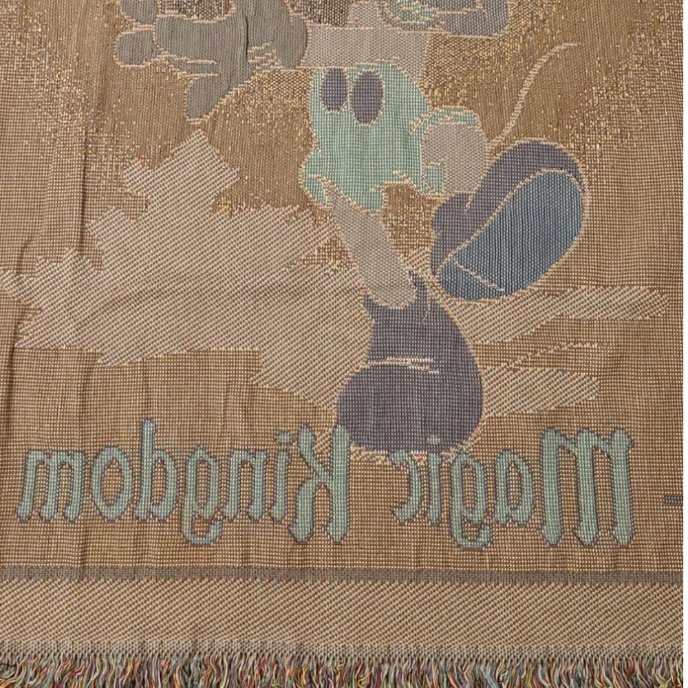 Walt Disney World Magic Kingdom Mickey Mouse Throw Blanket 60x42 Woven Tapestry